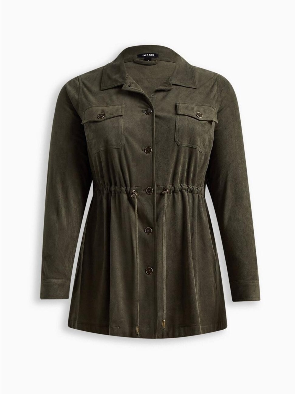 Torrid Olive Drawstring Waist Jacket